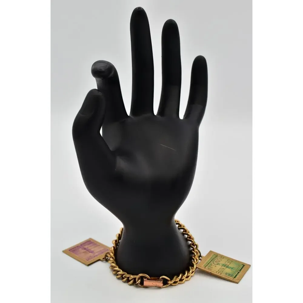 Vintage Stamp Charm Bracelet Antiqued Gold Dangle USA Florida California BinAW